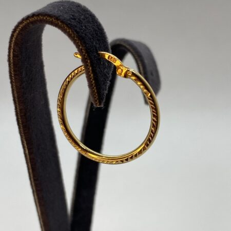 Solid 14k Gold Diamond cut Hoop Earring