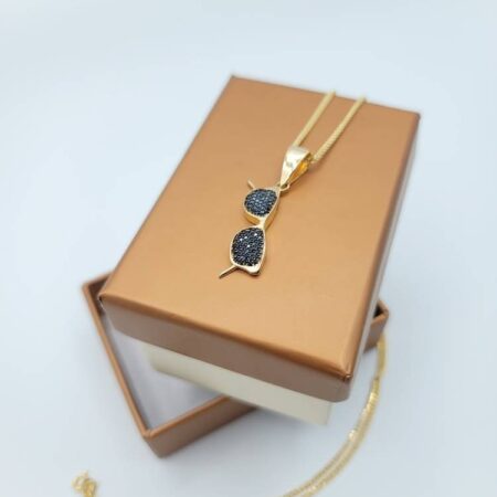 Solid Solid 14K Real Gold Sunglasses Foxtail Chain Necklace