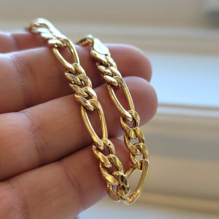 Solid 18K Gold Figaro Bracelet 5mm Thickness