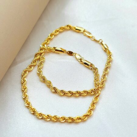 Solid 18K Gold Rope Bracelet Chain Thick Twisted 3-4.5mm 7- 8.5 inch Length
