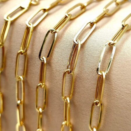 Solid 18K Gold Paperclip Chain Necklace 3.80mm
