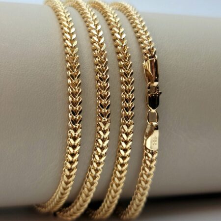 Solid 14K Gold Franco Chain Bracelet 3.30 mm Thickness 7-8 inch Length