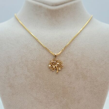 Solid 14K Gold Handmade Diamond-cut Tree Of Life Pendant Necklace