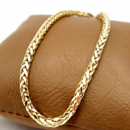 Solid 18K Gold Round Franco Foxtail Chain Bracelet 4mm Thick