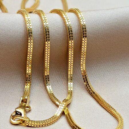 Solid 18K Gold Box Bismark Chain Mesh Necklace 1.5-2mm Thickness 16-23 inch