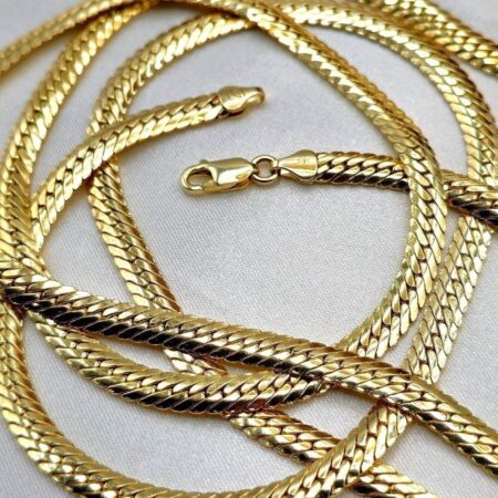 Solid 14K Gold Curb Chain Necklace 5.5mm Thick 16-20 inch Length