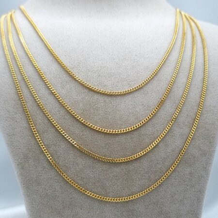 Solid 18K Gold Miami Cuban Chain Necklace 2mm 18.5-21.5 inch Length