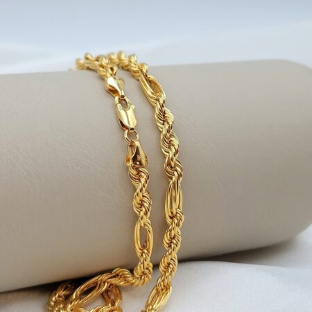 Solid 14K Gold Specialty Rope Chain Necklace 5mm Thickness 23.75 inches