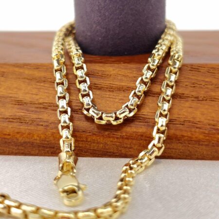 Solid 14K Gold Round Box Anklet Chain 2.88mm 9-10.5 inch Length