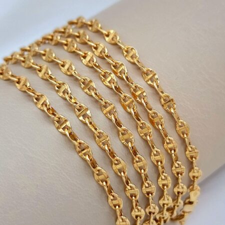 Solid 18K Gold Flat Anchor Mariner Necklace 4mm Thick