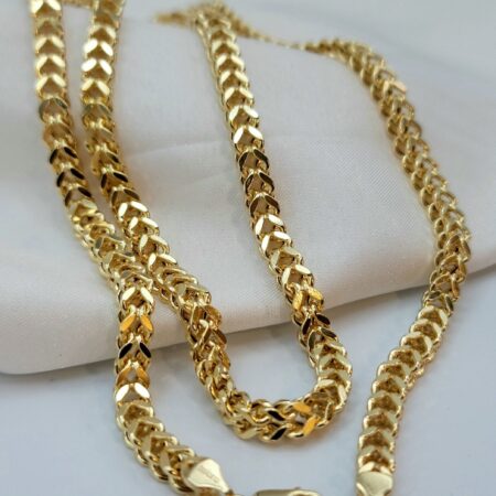 Solid 14K Gold Franco Chain Necklace 5mm 22-27.5 inch Length
