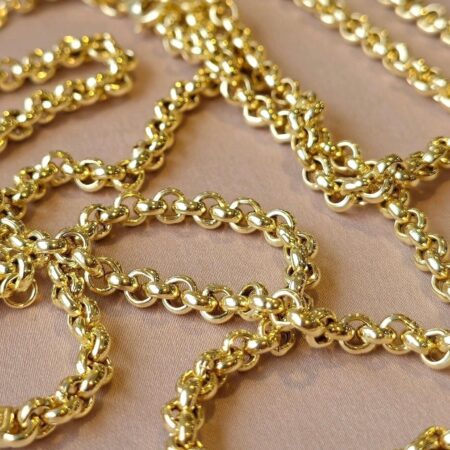 Solid 18K Gold Rolo Chain Necklace 5mm Thickness 16-32 inch Lengths