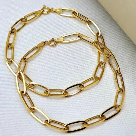 Solid 18K Gold Paperclip Bracelet Chain 5.65mm width
