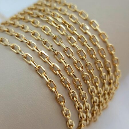 Solid 14K Gold Diamond-cut Cable Chain Necklace Chain 4mm Thick 16-28 inch Length