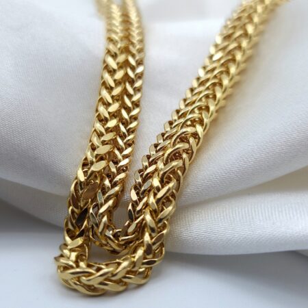 Solid 14K Gold Foxtail-Franco Chain Necklace 4-4.5mm Thick