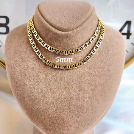 Solid 18K Gold Anchor Chain Necklace 5mm thickness 22-25.5 Inches length