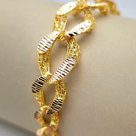 Solid 18K Gold Speciality Design Paperclip Bracelet 15mm Tickness
