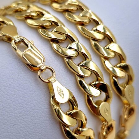 Solid 18K Gold Curb Chain Bracelet 7.3mm