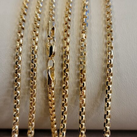 Solid 14K Gold Box Chain Necklace Square Diamond-Cut 2.50mm Thickness 16-26 inch Length