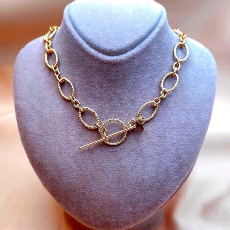 Solid 18K Gold Toggle Lock Paperclip Charming Chain Necklace Bracelet 7.5-10 mm
