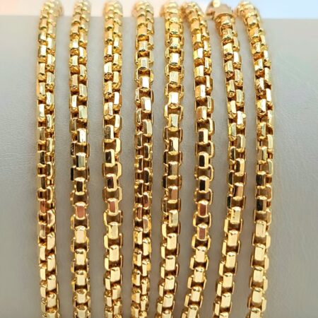 Solid 18K Gold Box Chain Necklace 3.5mm 18-24 inch Length