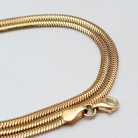 Solid 18K Gold Herringbone Snake Chain Necklace 16-17.75 inch Length