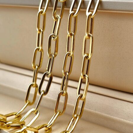 Solid 18K Gold Paperclip Chain Necklace 6mm Thickness 16-24 inch Length