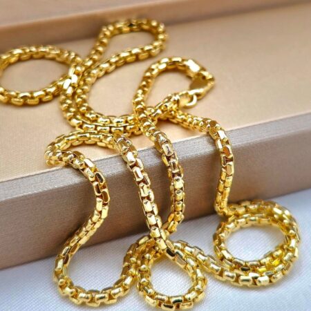 Solid 14K Gold Box Chain Necklace Diamond-Cut 2.70mm Thickness 16-26 inch Length