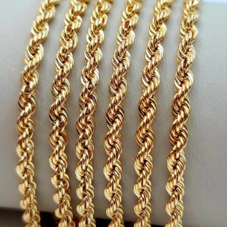 Solid 18K Gold Rope Chain Necklace Diamond-cut 4.5mm Thick 18-28 inch Length