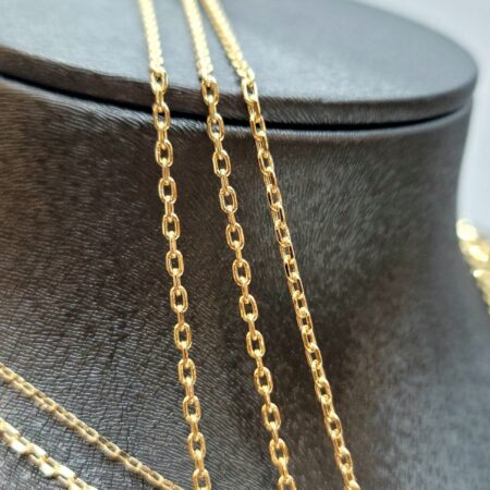 Solid 18K Gold Cable Chain Necklace 1-2mm thick 16- 24 inch length