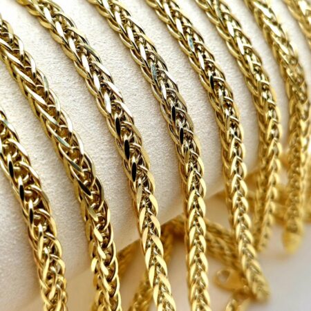 Solid 14K Gold Diamond-cut Franco Chain Necklace 3-4mm Thick 16-26 inch Length