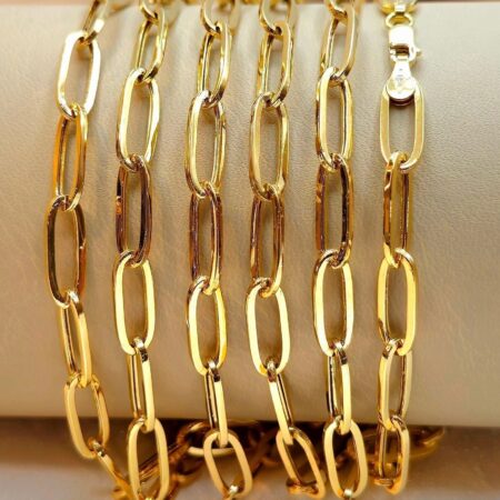 Solid 18K Gold Paperclip Chain Necklace 5.5mm Width