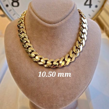 Solid 14K Gold Miami Cuban Chain Necklace - Heavy Curb Link