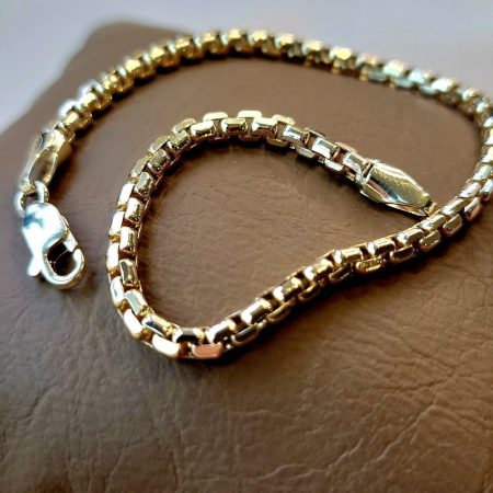 Solid 14K Gold wide Box Chain Bracelet 7.5-8.5 inch 3.5mm Thickness