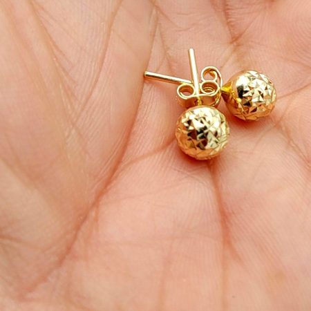 Solid 14K Gold Diamond Cut Studs Earrings 1.13g