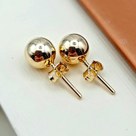 Solid 14K Gold Stud Ball Earrings 1.35gr