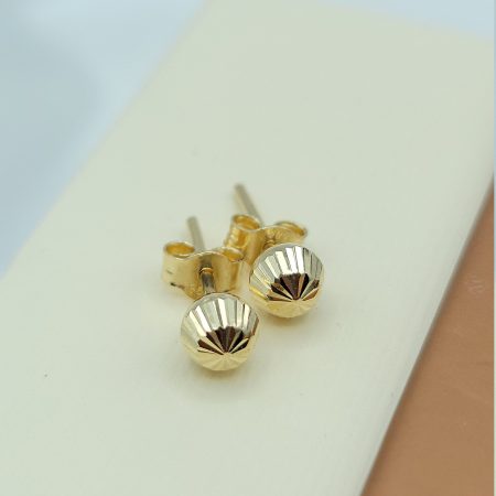 Solid 14K Gold Diamond Cut Studs Ball Earrings 0.81 gr