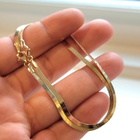Solid 18K Gold Herringbone Bracelet 3mm 7-7.5 inch Length
