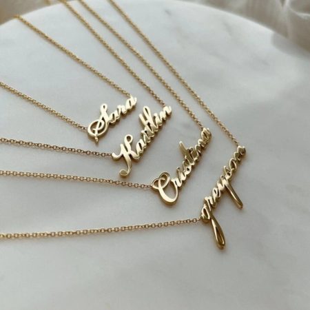 Solid 18K-14K Gold Personalized Name Necklace with Cable Chain