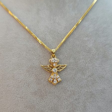Solid 18K Gold Angel Pendant Necklace 4.65 gr