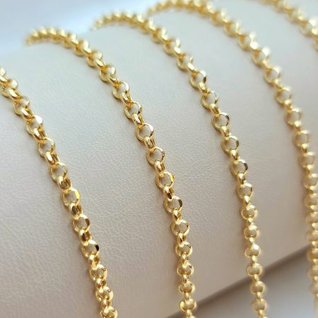 Solid 18K Gold Rolo Chain Bracelet 3.32mm 6.5-7.5 inch Length