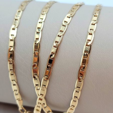 Solid 18K Gold Flat Anchor Chain Necklace 3.5mm 16-20 inch Length