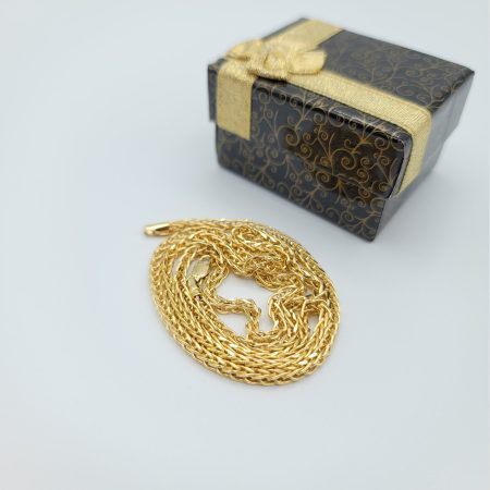Solid 14K Gold Foxtail Chain Necklace 3mm 21.5 inch Length