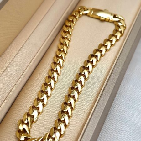 Solid 18K Gold Chunky Cuban Chain Bracelet 7mm 7-9 inch Length