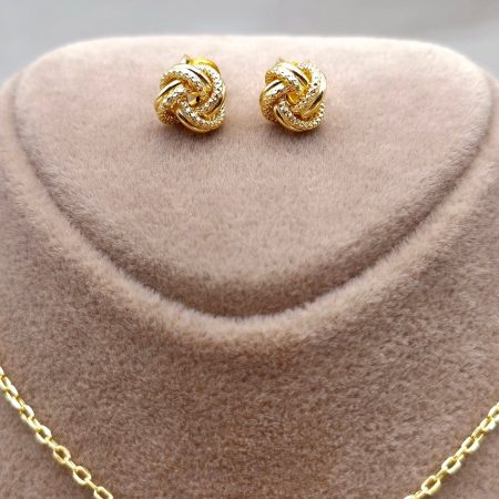 Solid 18K Gold Half-Set Love Knot