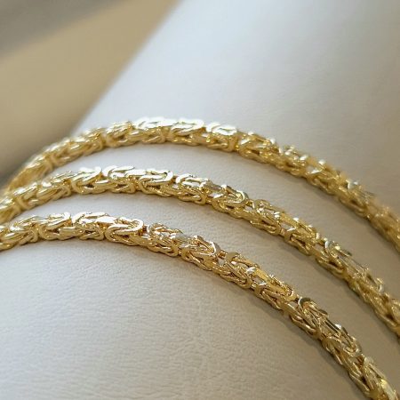 Solid 18K Gold Byzantine Chain Necklace 2.30mm 20-26 inch Length