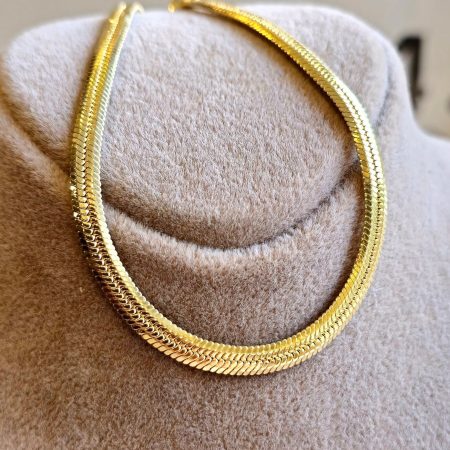 Solid 14K Gold Herringbone Chain Bracelet 4mm 6.5-8 inch Length