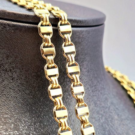 Solid 18K Gold Mariner Anchor Chain Necklace 6.5mm 20-24 inch Length