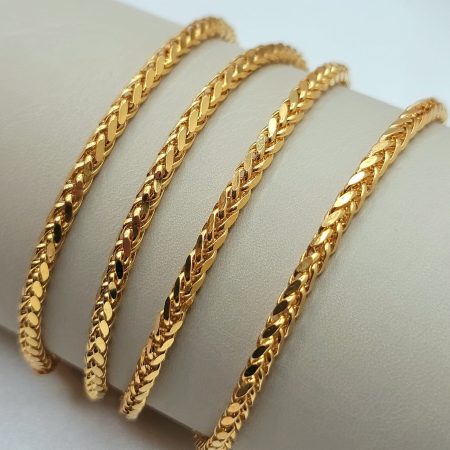 Solid 14K Gold Franco Chain Bracelet 4mm 7-8.75 inch Length