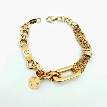 Solid 18K Gold Charm Bracelet 7.5 inch Length